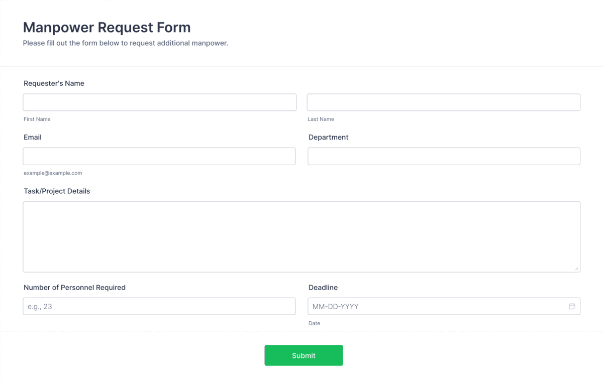 Manpower Request Form Template | Jotform