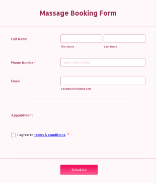 Massage Booking Form Template