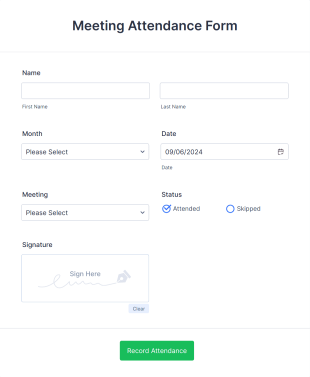 Meeting Attendance Record Form Template | Jotform