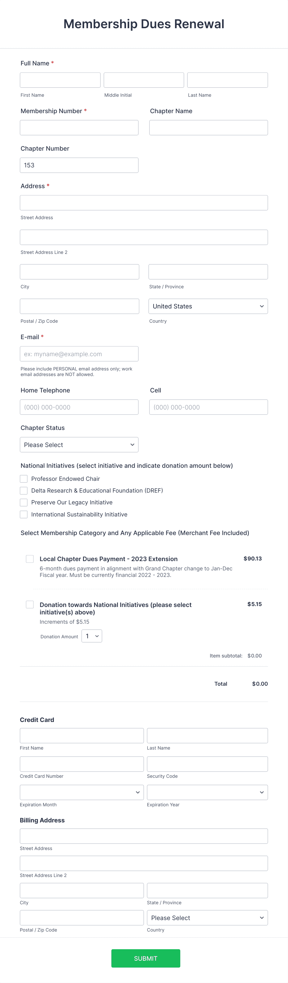 Membership Dues Renewal Form Template | Jotform