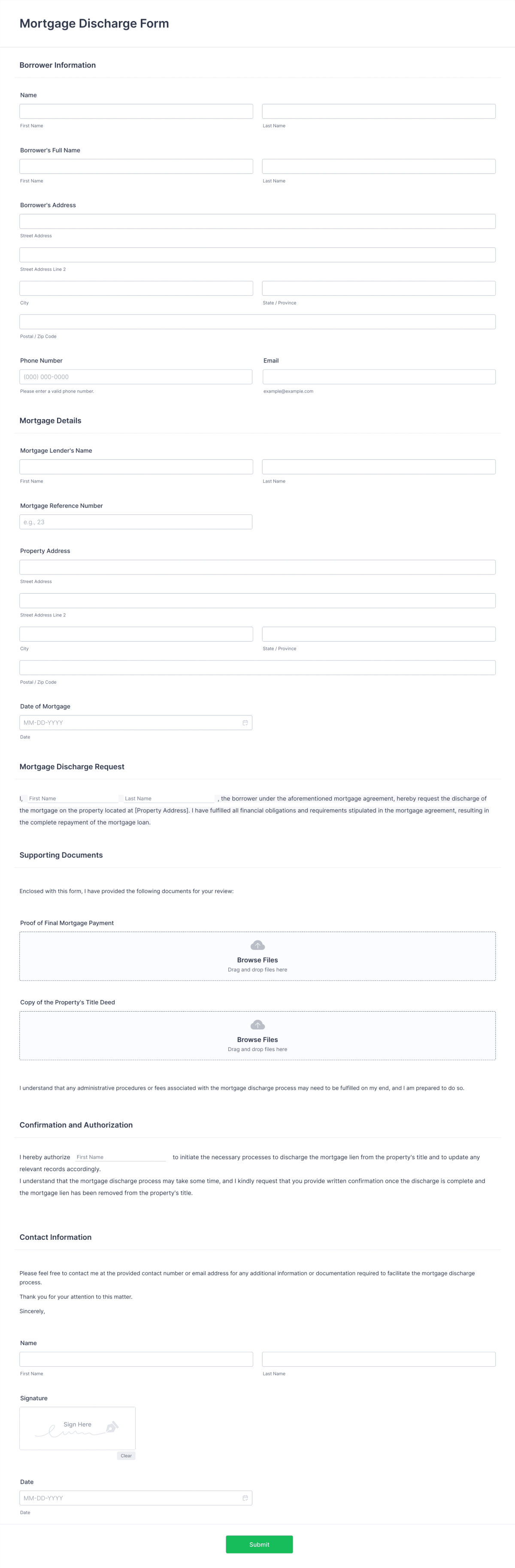 Mortgage Discharge Form Template Jotform