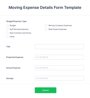 Moving Expense Details Form Template