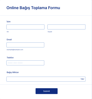 Online Bağış Toplama Form Template