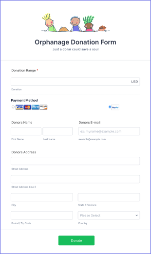 Orphanage Donation Form Template