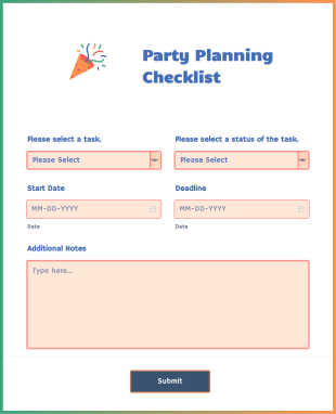 Party Planning Checklist Form Template | Jotform