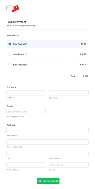 Responsive Paypal Payment Form Template