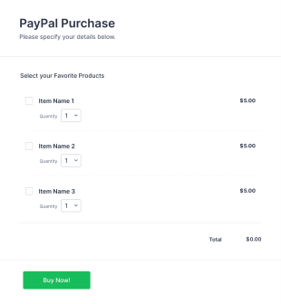 PayPal Purchase Order Form Template