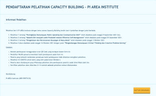 PENDAFTARAN PELATIHAN CAPACITY BUILDING PI AREA INSTITUTE Form Template