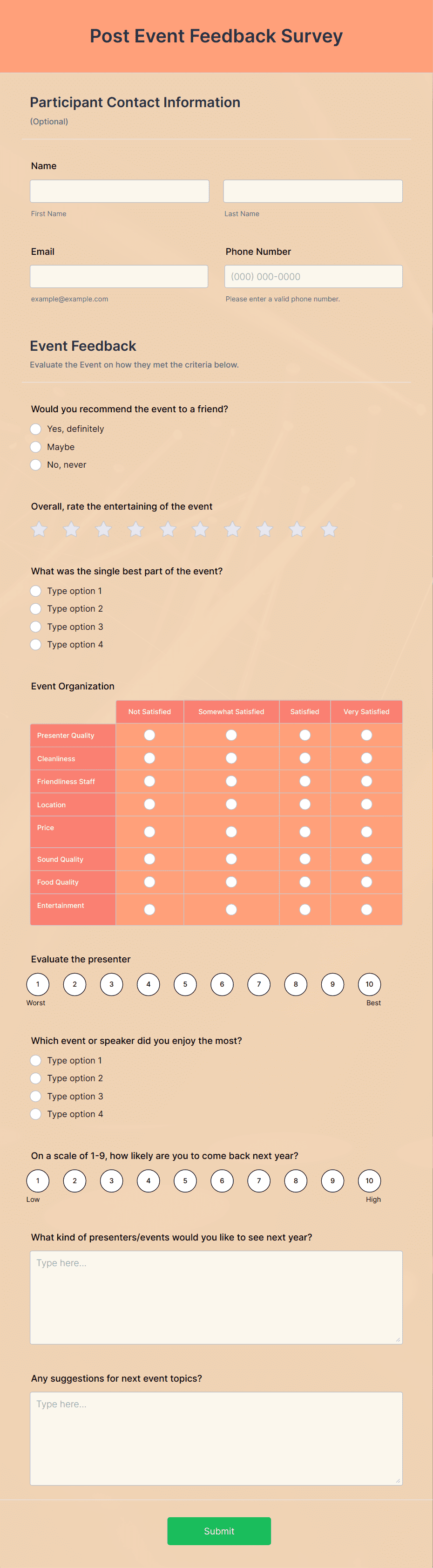 Post Event Feedback Survey Form Template | Jotform