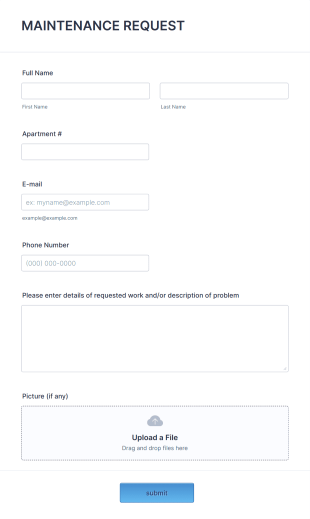 Property Maintenance Request Form Template