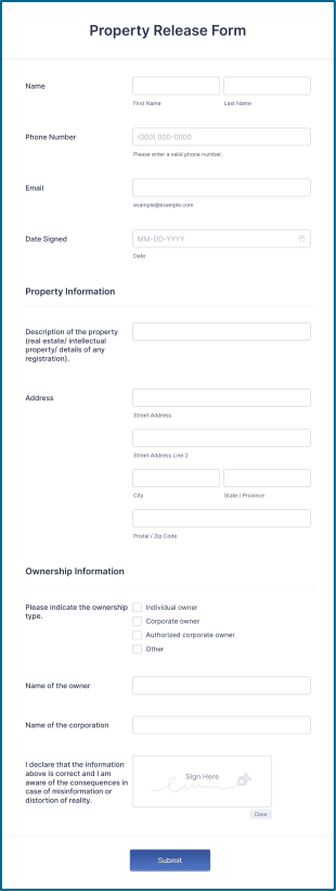 Property Release Form Template