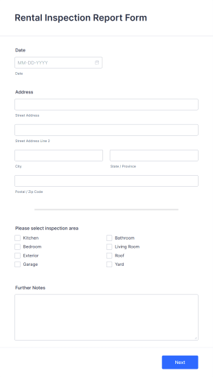 Rental Inspection Report Form Template