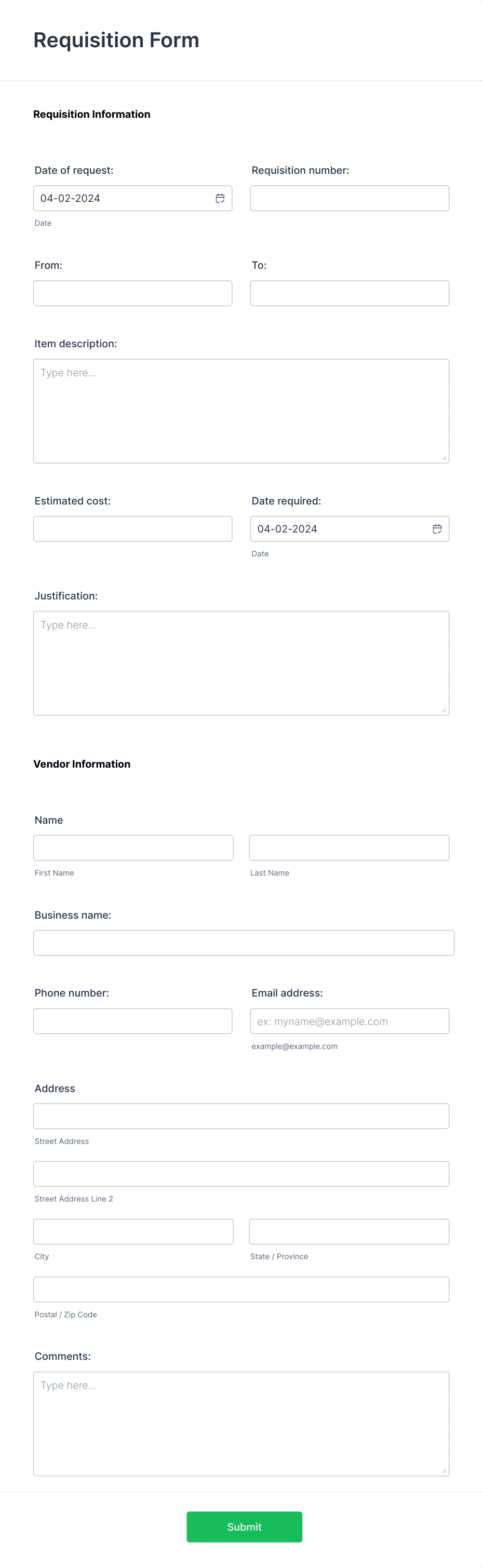 Requisition Form Template | Jotform