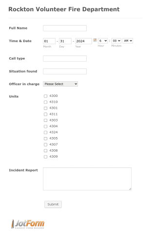 Fire Department Incident Report Form Template