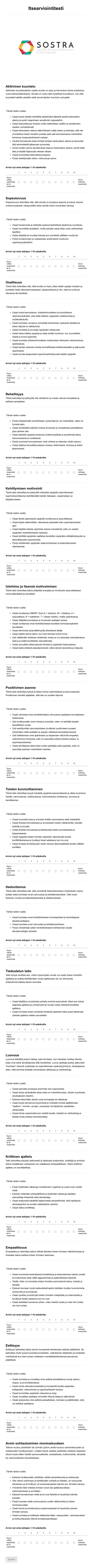 Self Reflective Test Sostra Project FI Form Template