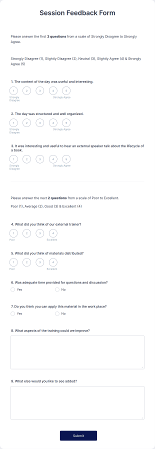 Session Feedback Form Template