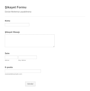 Sikayet Form Template