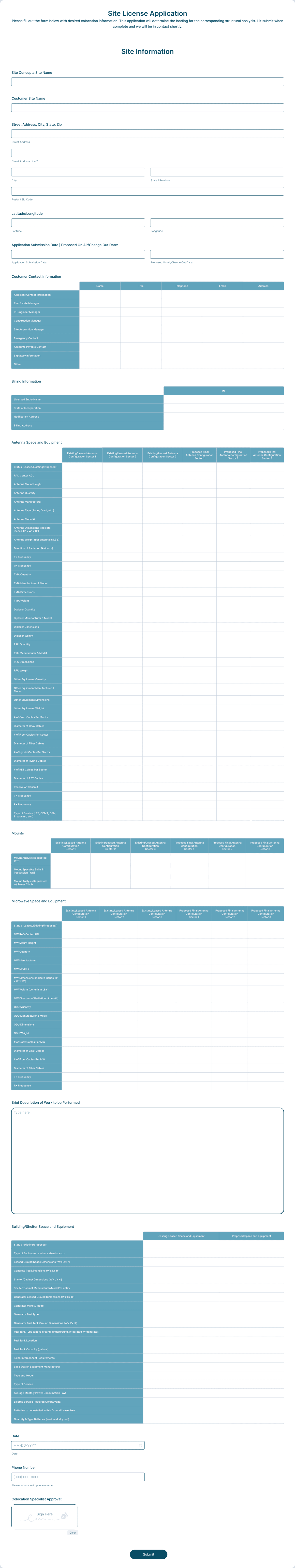 Site License Application Form Template | Jotform