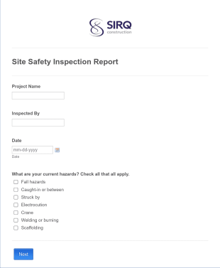 Site Safety Inspection Report Form Template