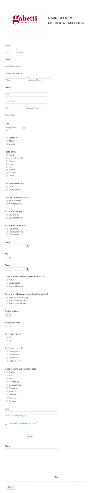 Social Media Advertisement Request Form In Italian Form Template