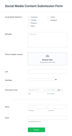 Social Media Content Submission Form Template
