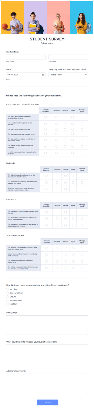 Student Survey Form Template