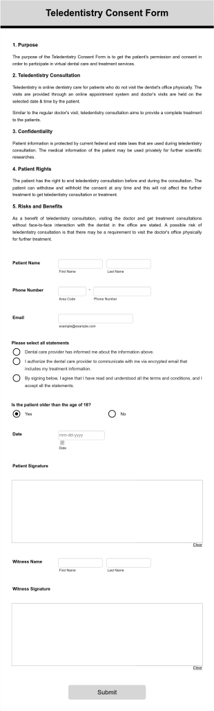 Teledentistry Consent Form Template