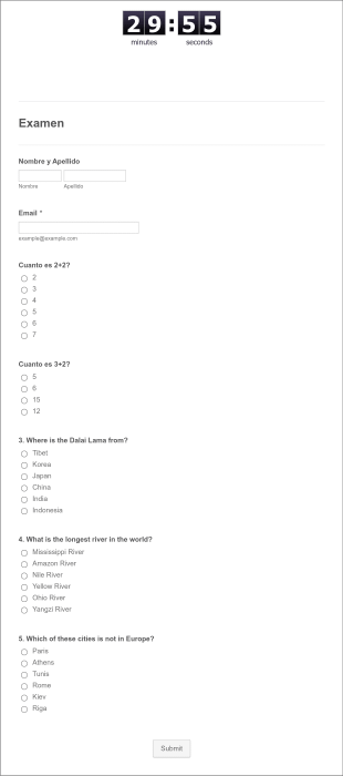 Test Quiz AL Form Template