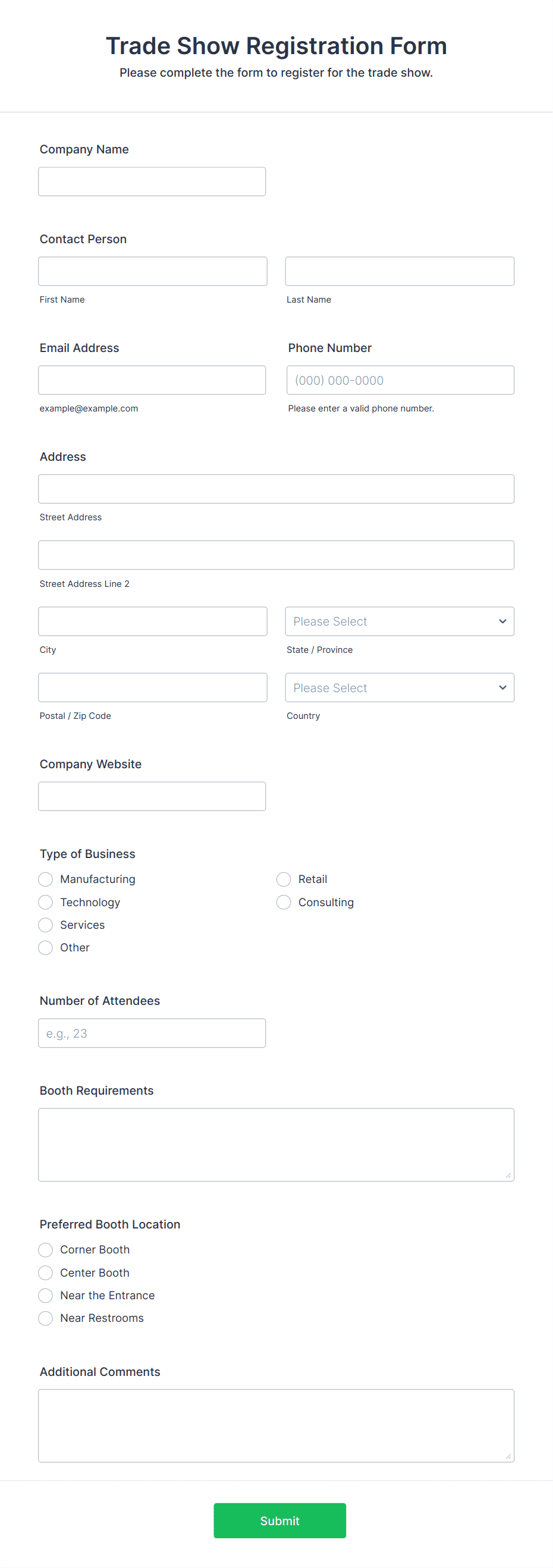 Trade Show Registration Form Template | Jotform