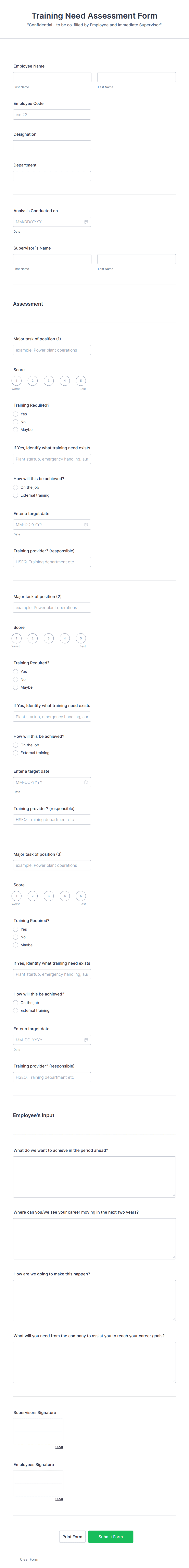 Training Need Analysis Form Template | Jotform