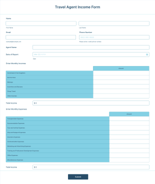 Travel Agent Income Form Template