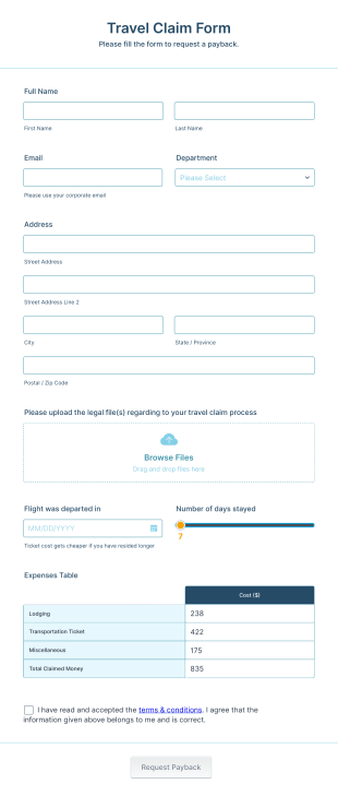 Travel Claim Form Template