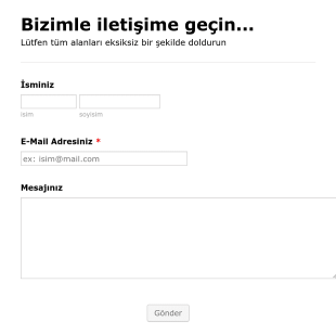 Türkçe Kargo Siparişi İletişim Form Template