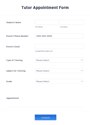 Tutor Appointment Form Template