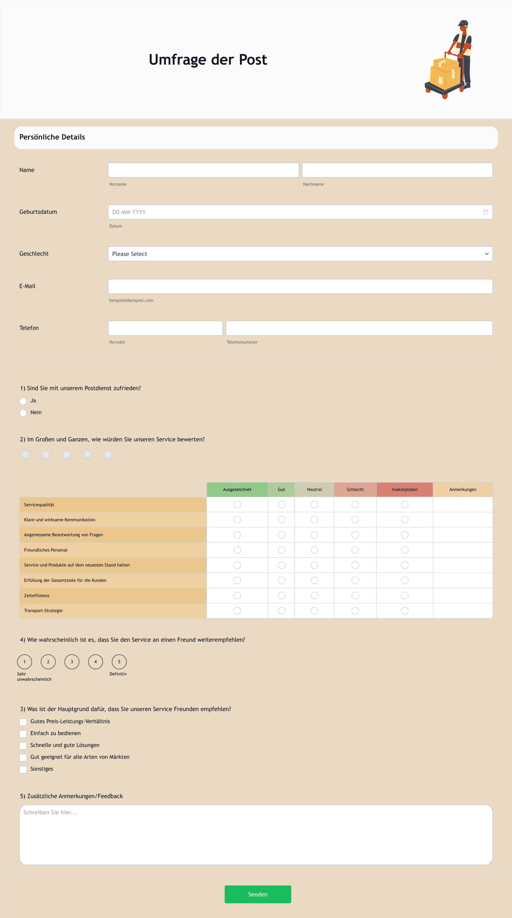 Umfrage Der Post Formularvorlage | Jotform