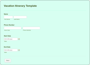 Vacation Itinerary Form Template