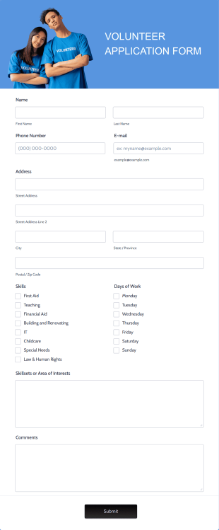 Volunteer Application Form Template