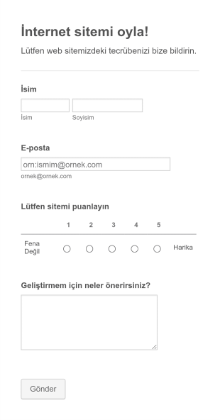 Web Sitemi Puanla Form Template