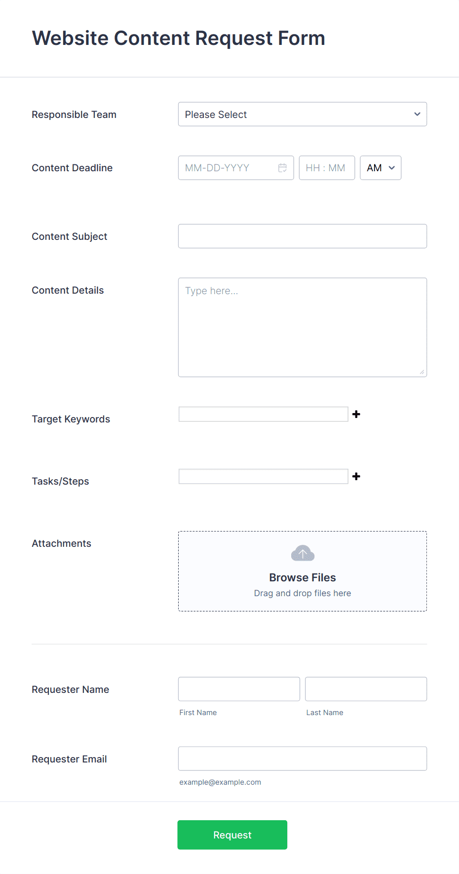 Website Content Request Form Template | Jotform