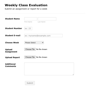 Weekly Class Evaluation Form Template