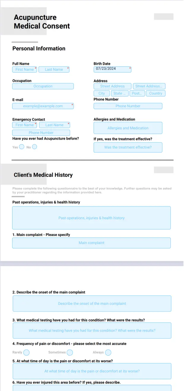 Acupuncture Medical Consent Template