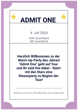 "Admit One" Ticketvorlage - PDF Templates