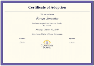 Adoption Certificate Template - PDF Templates