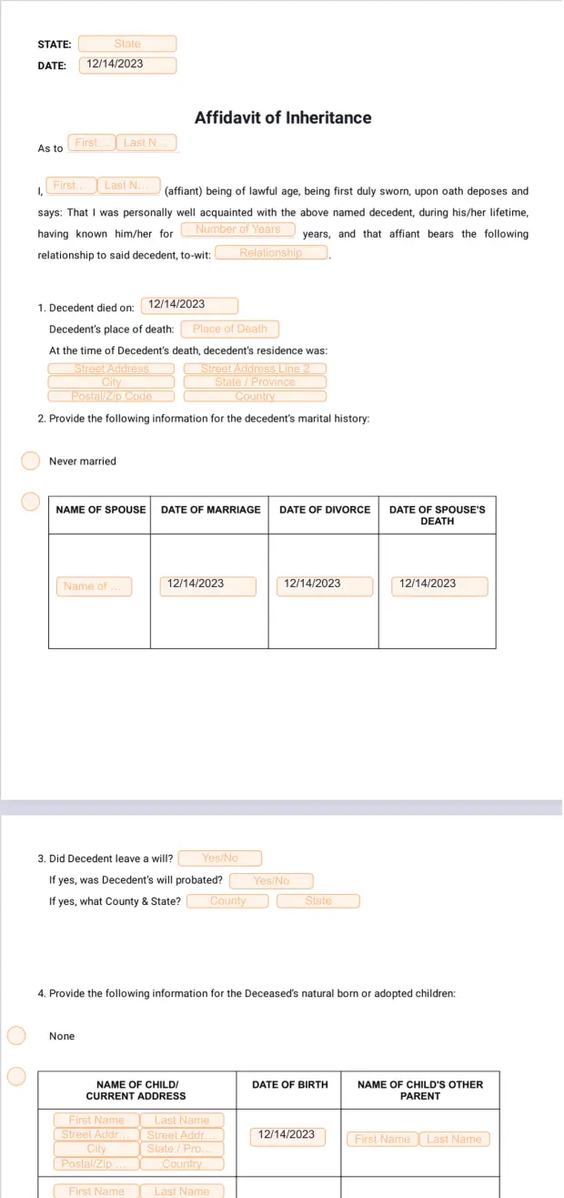 Affidavit of Inheritance