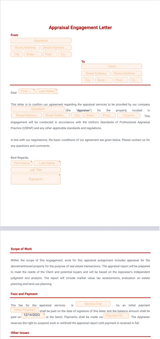 Appraisal Engagement Letter
