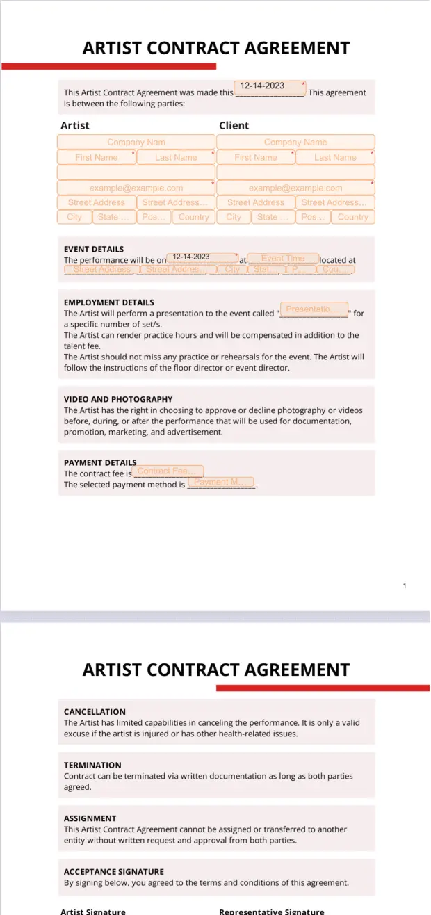 Artist Contract Agreement