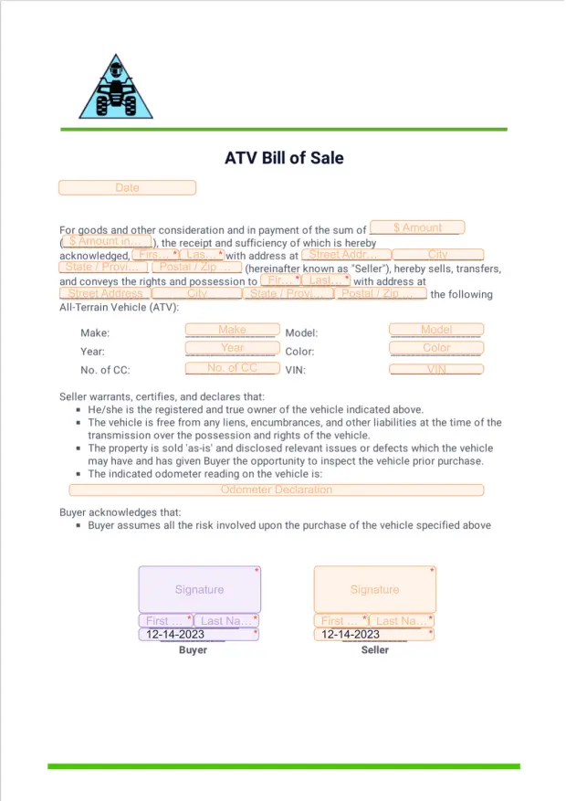 ATV Bill of Sale