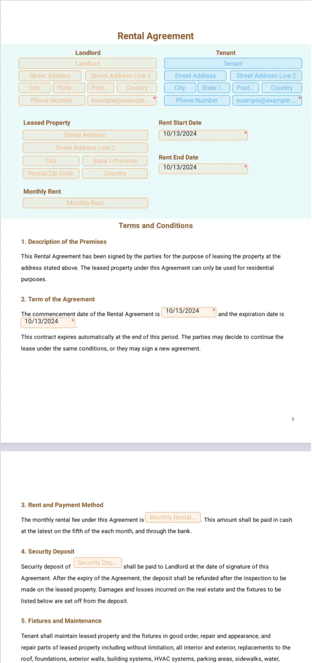 Basic Rental Agreement Template