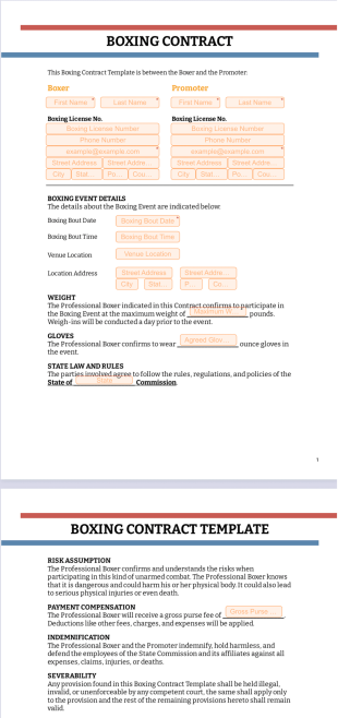 Boxing Contract Template - PDF Templates