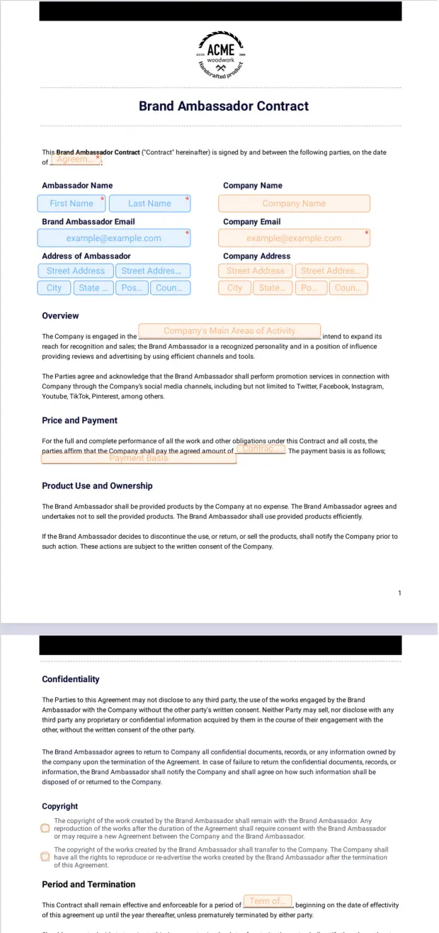 Brand Ambassador Contract Template